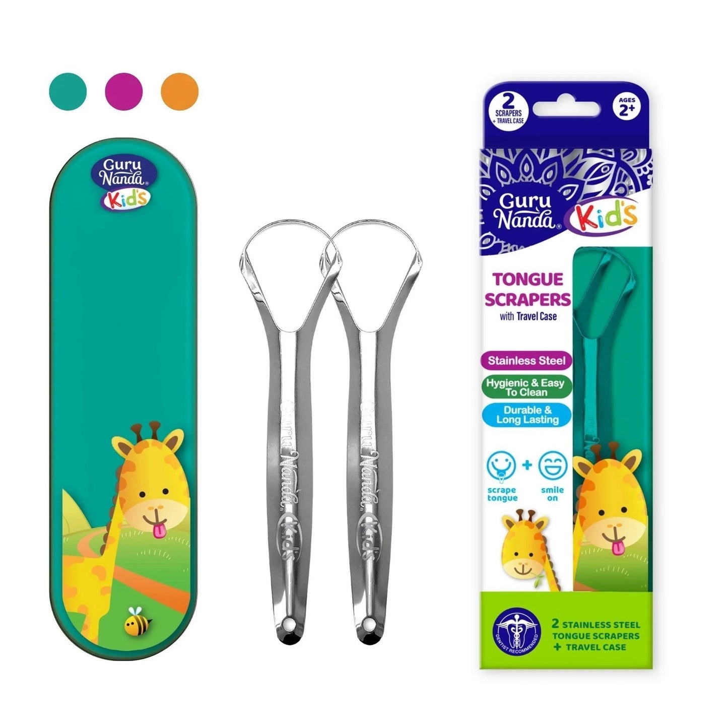 KidsTongueScraper(2-Pack)withTravelCase(colormayvary)