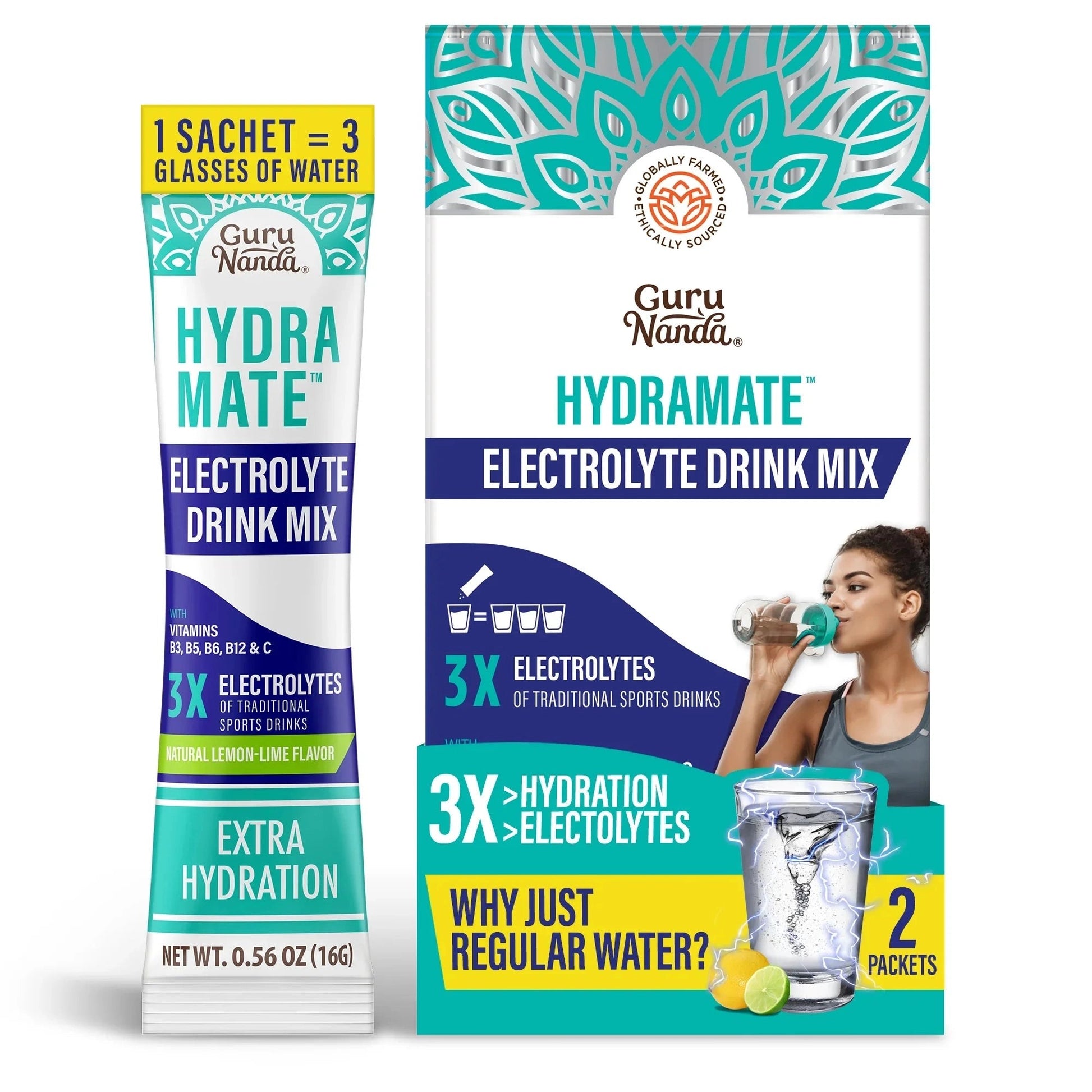 HydramateElectrolyteDrinkMix,LemonLime–2Count