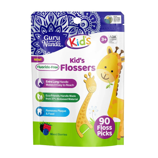 Kids'GiraffeShapedFlossers,Fluoride-Free–90Pack