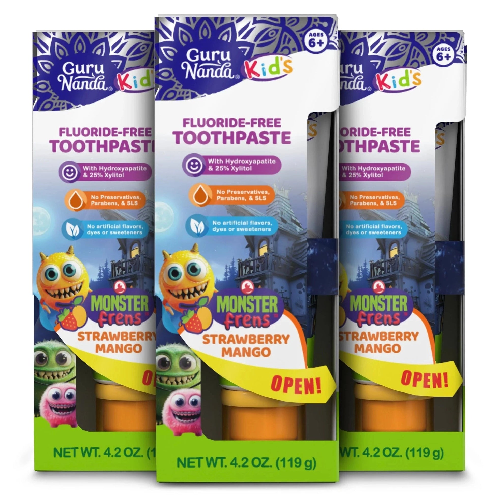 KidsToothpastewithXylitol&Hydroxyapatite,StrawberryMango–4.2oz–3Pack