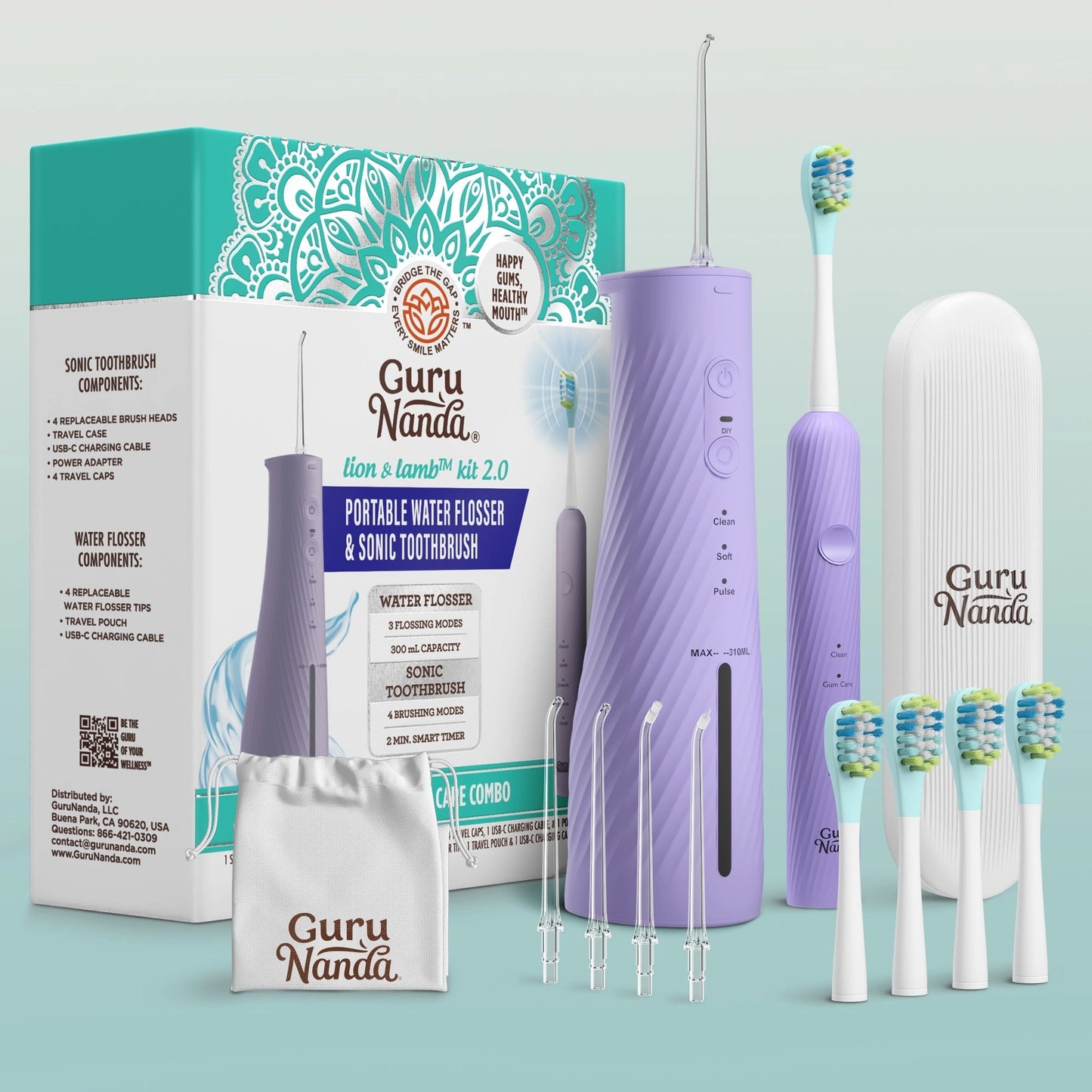Lion&Lamb2.0PortableSonicToothbrush&WaterFlosser–Lavender