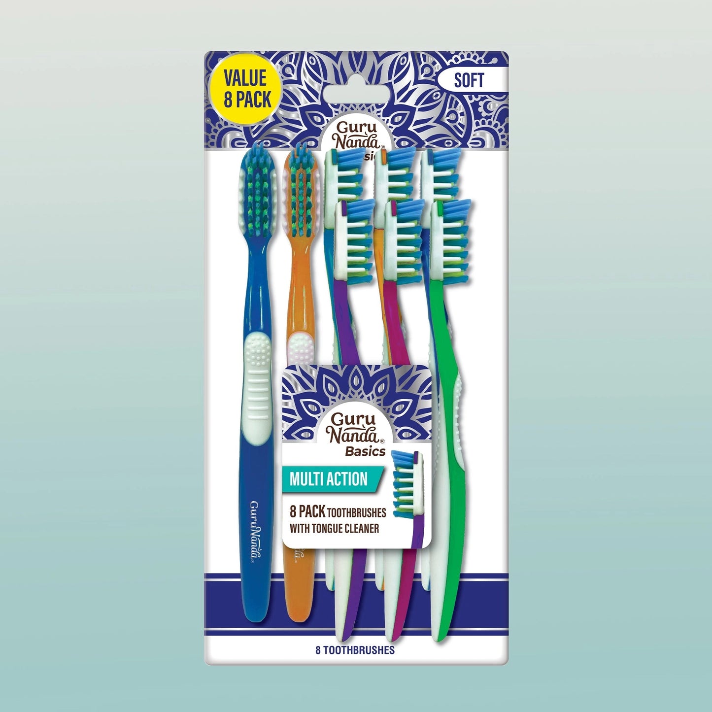 Multi-ActionToothbrushwithTongueCleaner–8Pack