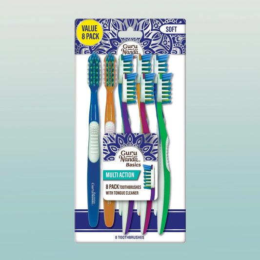 Multi-ActionToothbrushwithTongueCleaner–8Pack