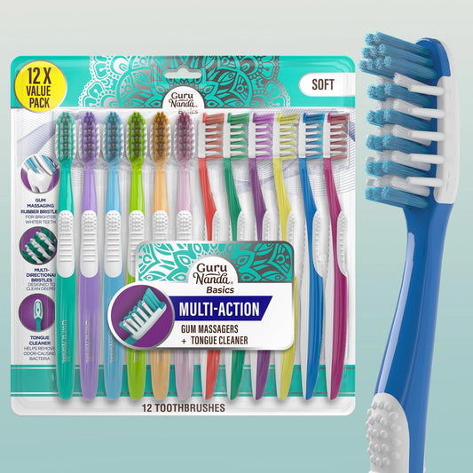 Multi-ActionToothbrushwithTongueCleaner–12Pack