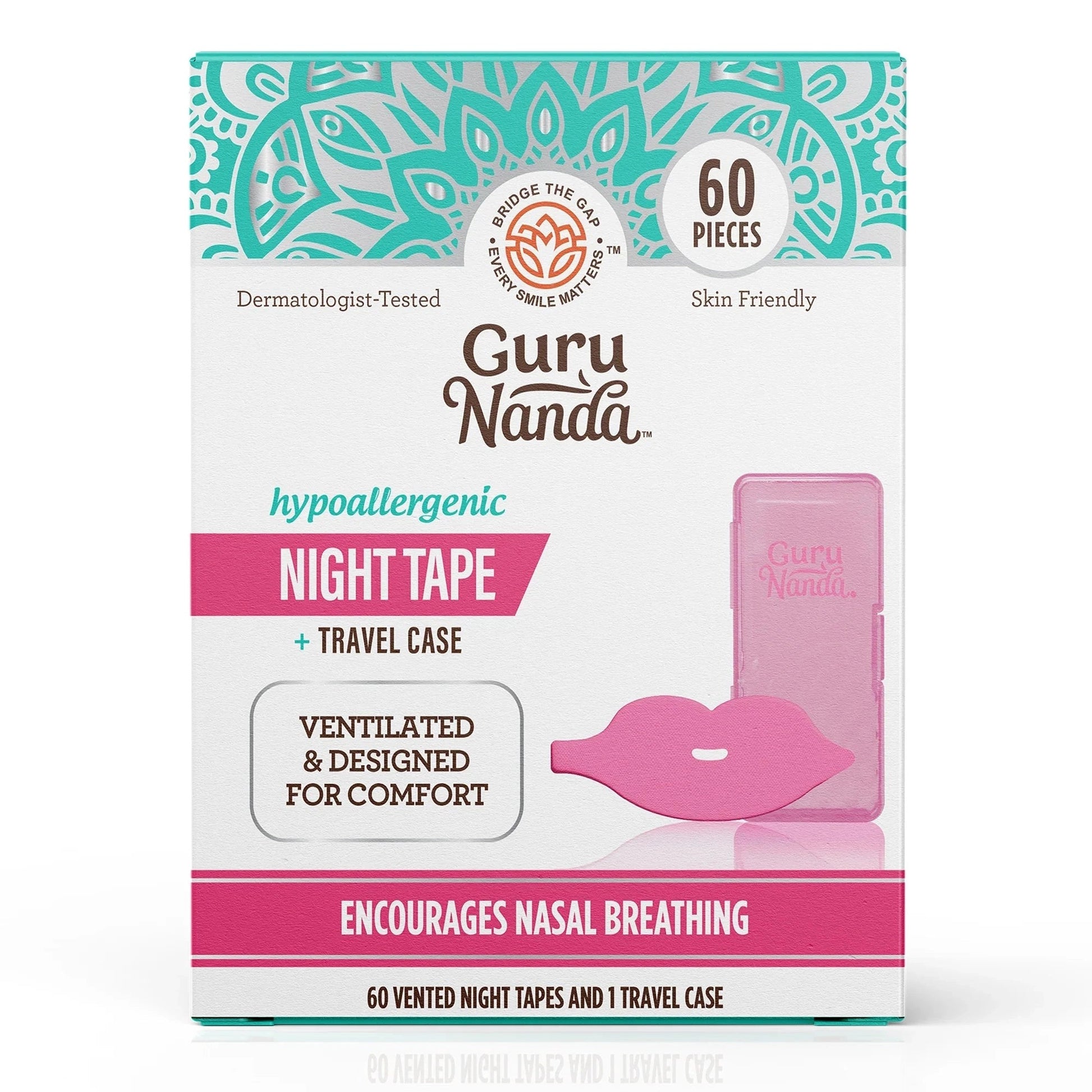 PinkLipShapedNightTapewithCase-60Count