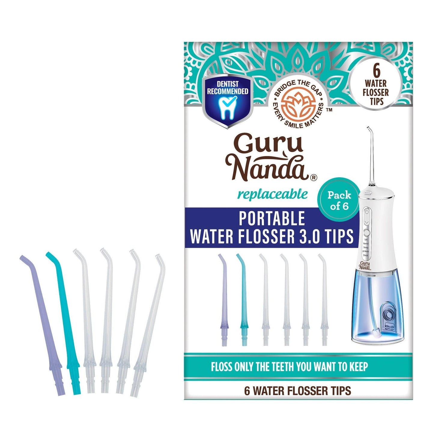 ReplacementFlosserTips(6Pack)-CompatiblewithWaterFlosser2.0&3.0(withUVMode)