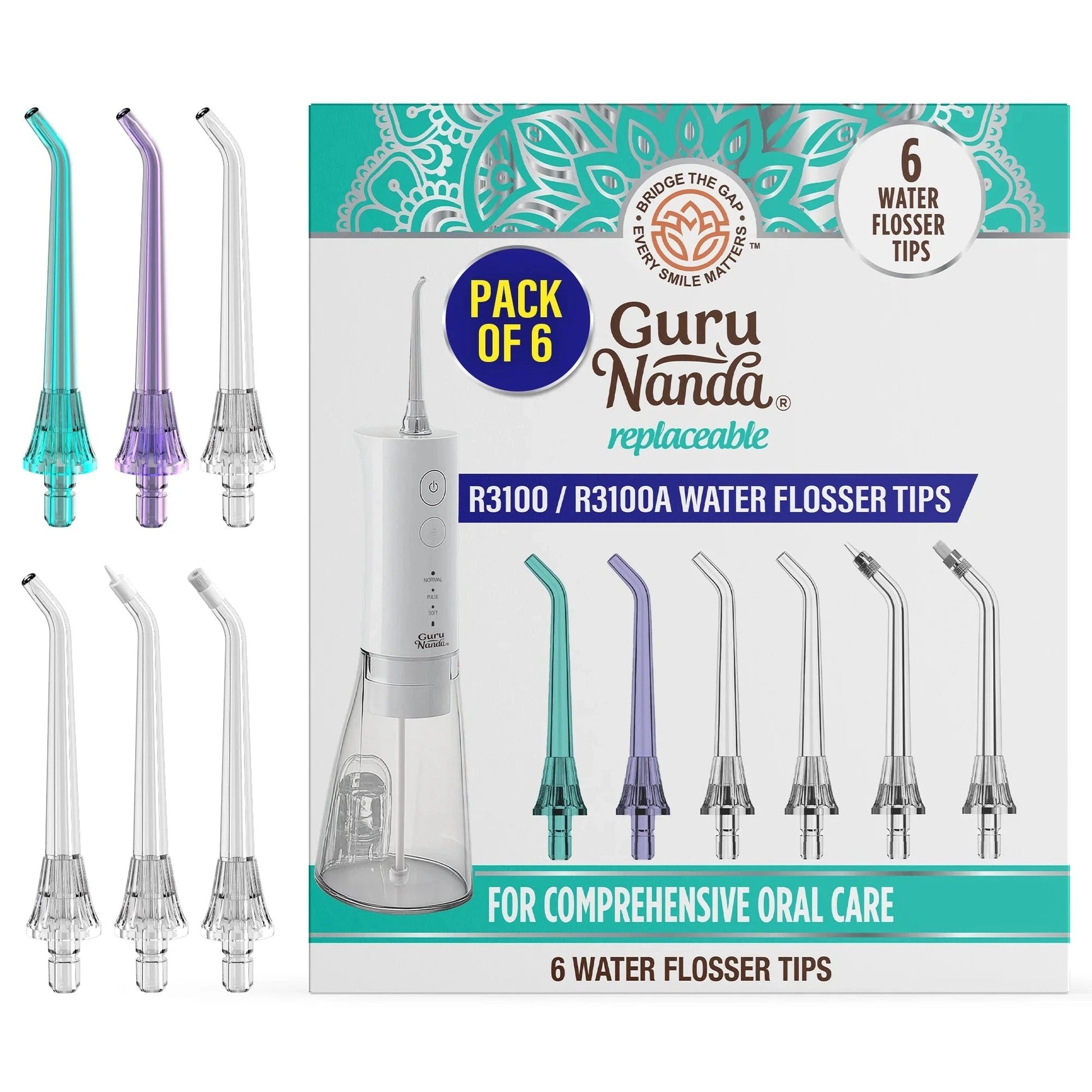 ReplacementWaterFlosserTipsforModelR3100/R3100A–6Pack